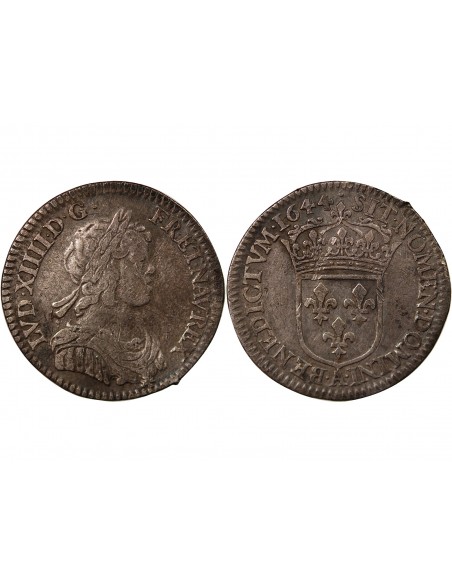 Louis XIV 1/12 ecu Argent 1644 A Paris