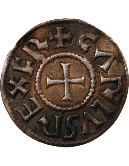 CAROLINGIENS, CHARLES II LE CHAUVE - DENIER ARGENT 840 / 864 MELLE