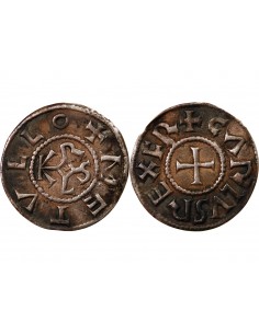 CAROLINGIENS, CHARLES II LE CHAUVE - DENIER ARGENT 840 / 864 MELLE 2