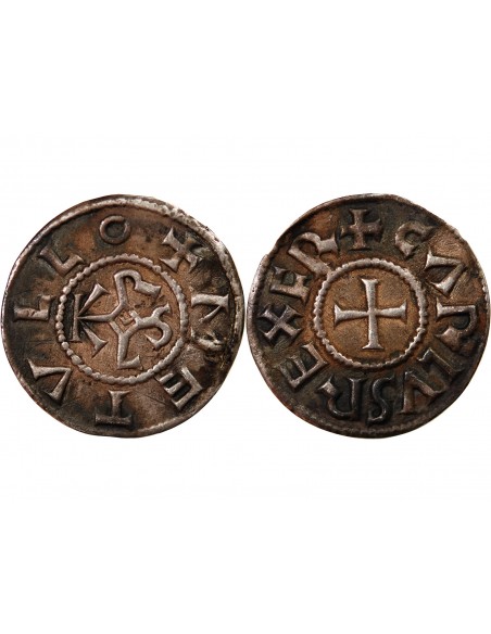 CAROLINGIENS, CHARLES II LE CHAUVE - DENIER ARGENT 840 / 864 MELLE