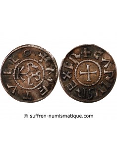 CAROLINGIENS, CHARLES II LE CHAUVE - DENIER ARGENT 840 / 864 MELLE