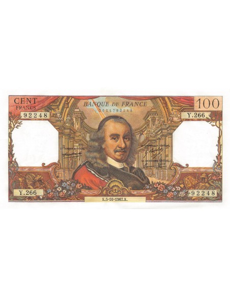 FRANCE, CORNEILLE - 100 FRANCS 05/10/1967 - SÉRIE Y.266