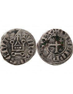 PHILIPPE III / IV - DENIER TOURNOIS A L'O ROND 1280-1290 2