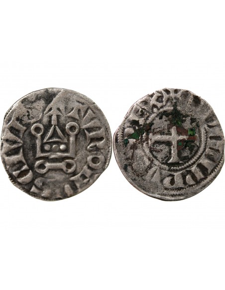 PHILIPPE III / IV - DENIER TOURNOIS A L'O ROND 1280-1290