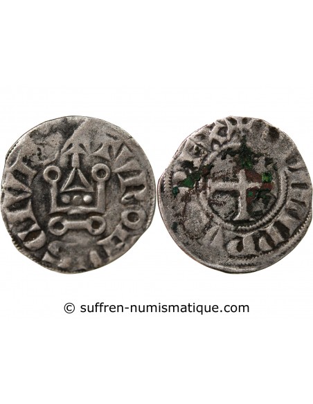 PHILIPPE III / IV - DENIER TOURNOIS A L'O ROND 1280-1290