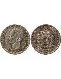 Venezuela Simon Bolivar 1 bolivar Argent 1965 2