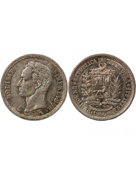 Venezuela Simon Bolivar, Général et Homme d'Etat 1 bolivar Argent 1965