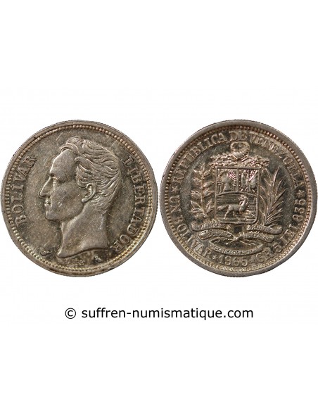 Venezuela Simon Bolivar, Général et Homme d'Etat 1 bolivar Argent 1965