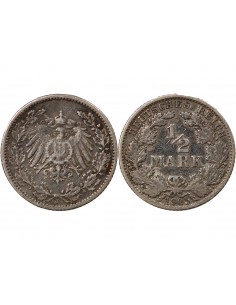 Allemagne Guillaume II de Wurtemberg 01-févr mark Argent 1905 J Hamburg 2