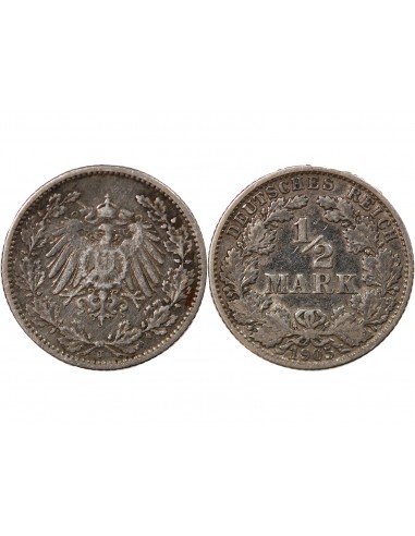 Allemagne Guillaume II de Wurtemberg 01-févr mark Argent 1905 J Hamburg