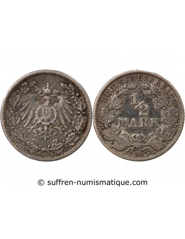 Allemagne Guillaume II de Wurtemberg 01-févr mark Argent 1905 J Hamburg