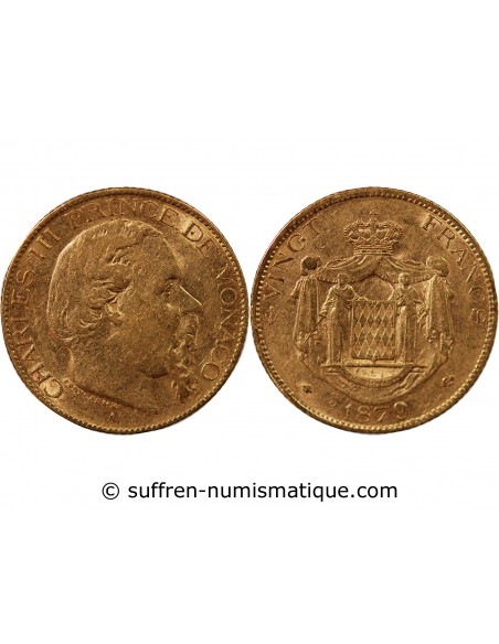 Monaco Charles III de Monaco 20 francs Or 1879 A Paris