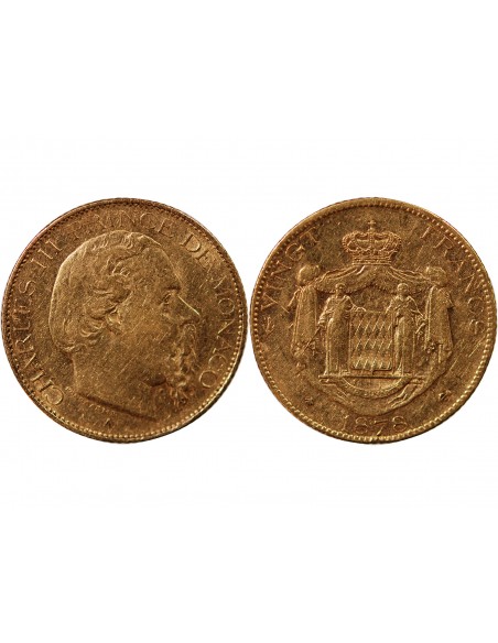 Monaco Charles III de Monaco 20 francs Or 1878 A Paris