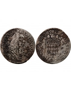 Monaco Louis Ier de Monaco 1/12 ecu Argent 1662 2