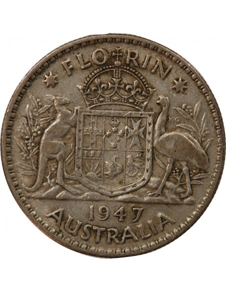 Australie George VI, Roi d'Angleterre, Empereur des Indes 1 florin Argent 1947 M Melbourne