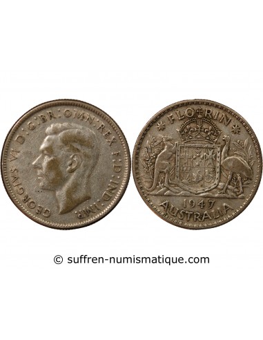 Australie George VI, Roi d'Angleterre, Empereur des Indes 1 florin Argent 1947 M Melbourne