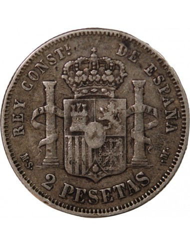 Espagne Alphonse XII d'Espagne 2 pesetas Argent 1882 AI Madrid