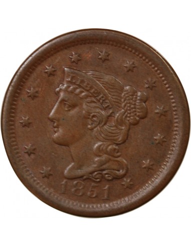 USA 1 cent Cuivre 1851 Philadelphie