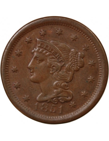 USA 1 cent Cuivre 1851 Philadelphie