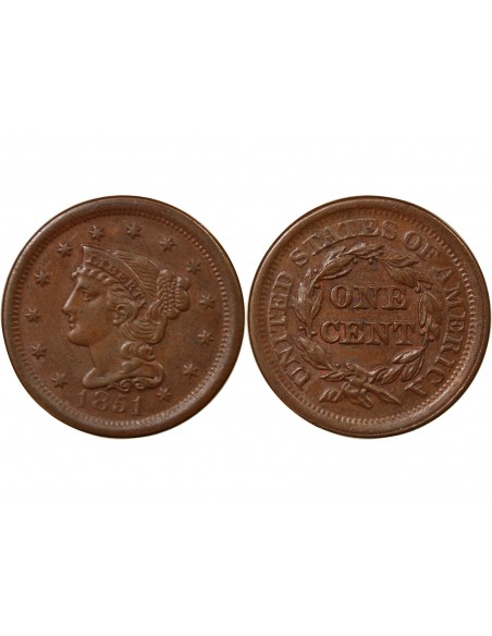 USA 1 cent Cuivre 1851 Philadelphie