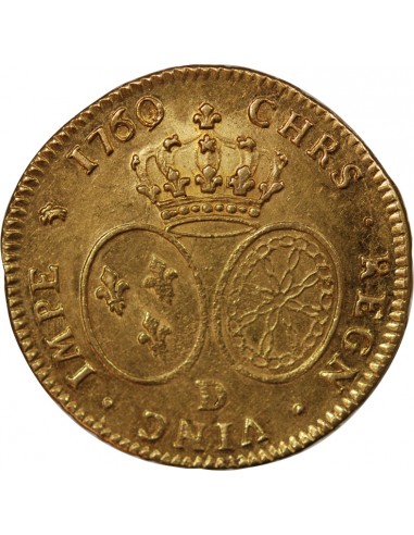 LOUIS XV - DOUBLE LOUIS D'OR AU BANDEAU - 1760 D LYON