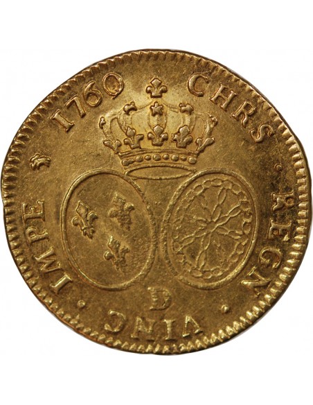 LOUIS XV - DOUBLE LOUIS D'OR AU BANDEAU - 1760 D LYON