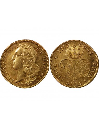 LOUIS XV - DOUBLE LOUIS D'OR AU BANDEAU - 1760 D LYON