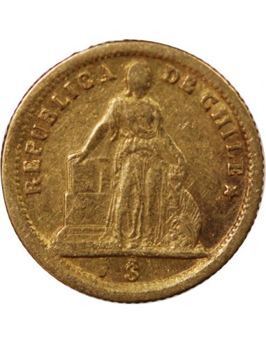 Chili 1 peso Or 1860 So Santiago