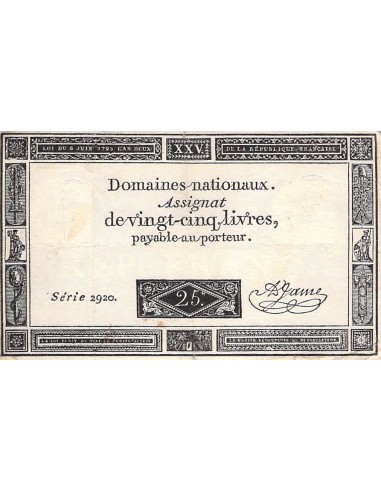 Assignat - 25 Livres - Loi Du 06 Juin 1793 25 livres 1793