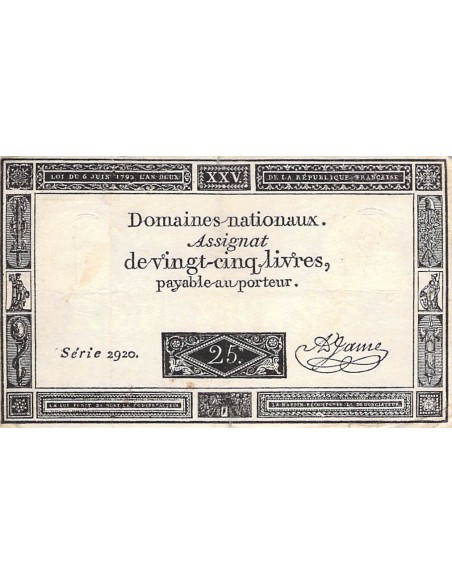 Assignat - 25 Livres - Loi Du 06 Juin 1793 25 livres 1793