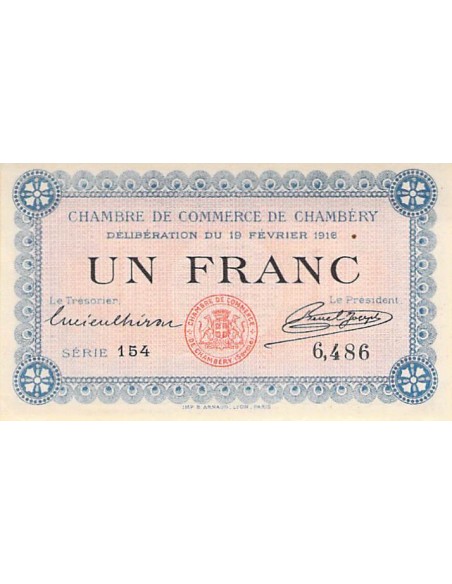 CHAMBRE DE COMMERCE, CHAMBERY - 1 FRANC