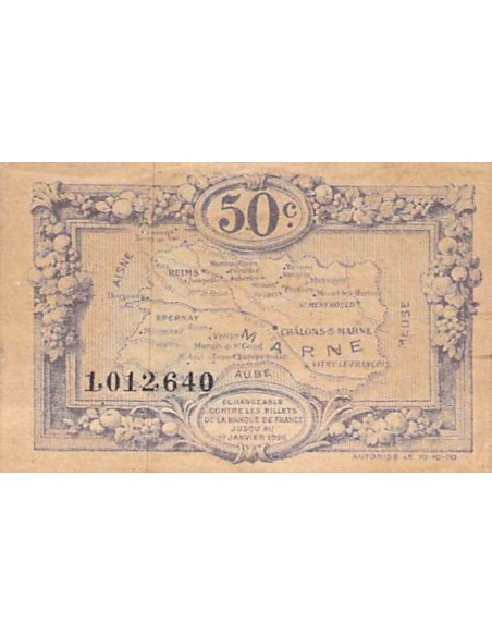 CHAMBRE DE COMMERCE, MARNE - 50 CENTIMES 1926