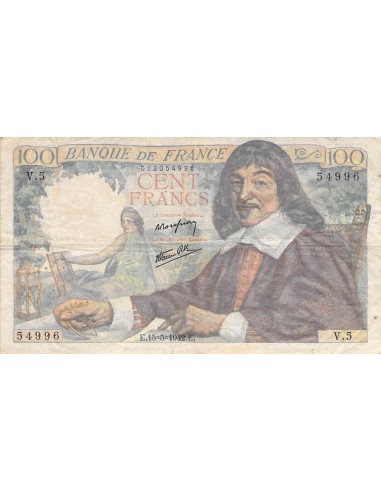 FRANCE, DESCARTES - 100 FRANCS 15/05/1942