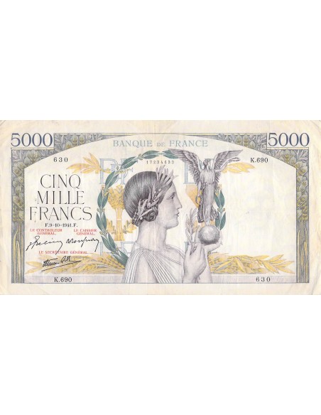 FRANCE, VICTOIRE - 5000 FRANCS 09/10/1941