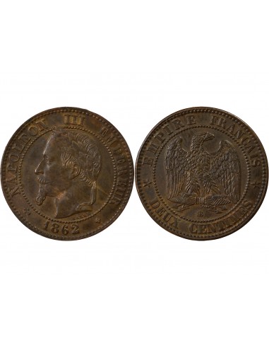 Napoléon III 2 centimes Bronze 1862 BB Strasbourg