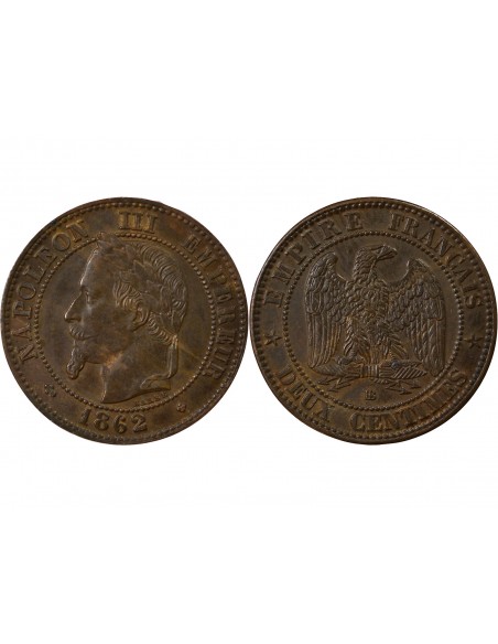 Napoléon III 2 centimes Bronze 1862 BB Strasbourg