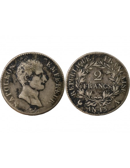 Napoléon Ier, Empereur de France, Roi d'Italie 2 francs Argent AN 13 A Paris