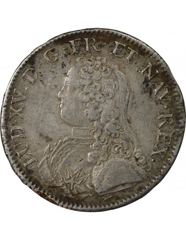 LOUIS XV - ÉCU ARGENT AUX BRANCHES D'OLIVIER 1730 A PARIS
