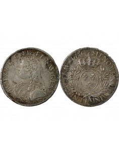 LOUIS XV - ÉCU ARGENT AUX BRANCHES D'OLIVIER 1730 A PARIS 2