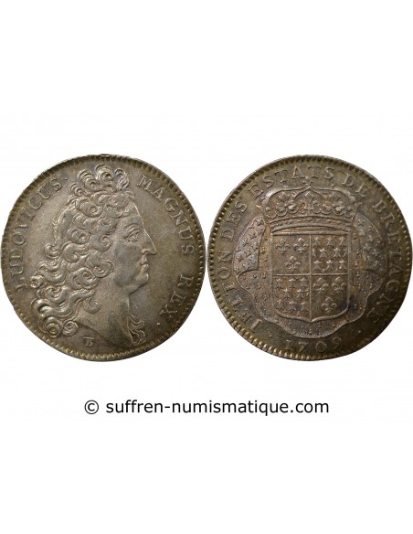 Louis XIV 1 jeton Argent 1709 Saint-Brieuc