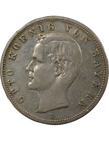 ALLEMAGNE, BAVIÈRE, OTHON I - 2 MARK ARGENT 1907 D MUNICH