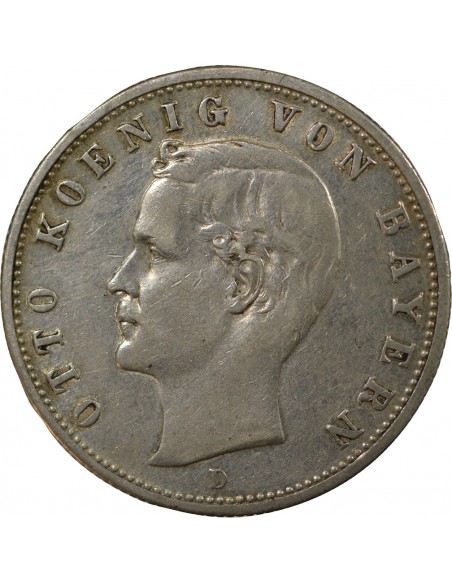 ALLEMAGNE, BAVIÈRE, OTHON I - 2 MARK ARGENT 1907 D MUNICH