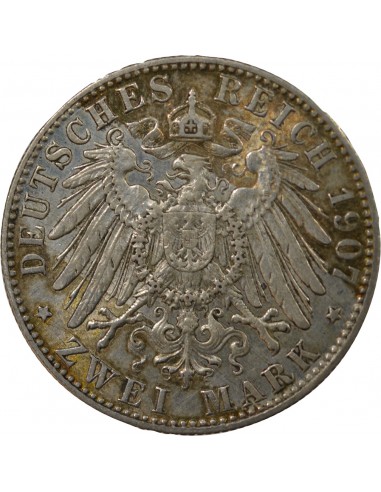 ALLEMAGNE, BAVIÈRE, OTHON I - 2 MARK ARGENT 1907 D MUNICH