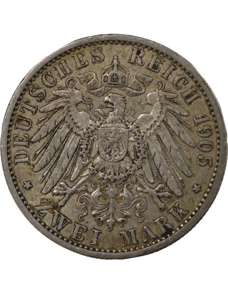 Allemagne Guillaume II de Wurtemberg 2 mark Argent 1905 A Berlin