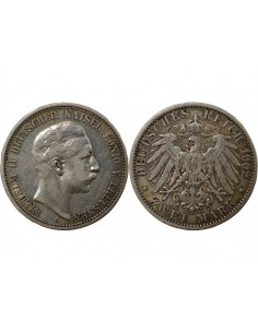 Allemagne Guillaume II de Wurtemberg 2 mark Argent 1902 A Berlin 2