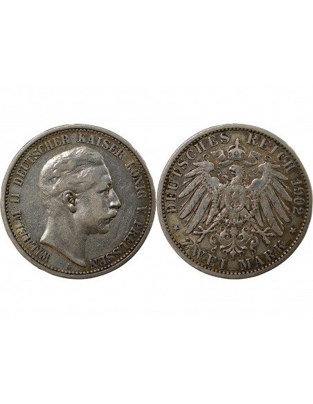 Allemagne Guillaume II de Wurtemberg 2 mark Argent 1902 A Berlin