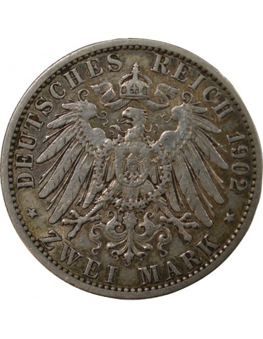 Allemagne Guillaume II de Wurtemberg 2 mark Argent 1902 A Berlin
