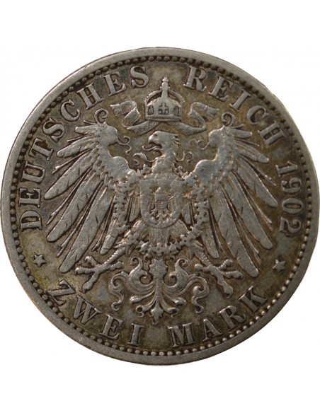 Allemagne Guillaume II de Wurtemberg 2 mark Argent 1902 A Berlin