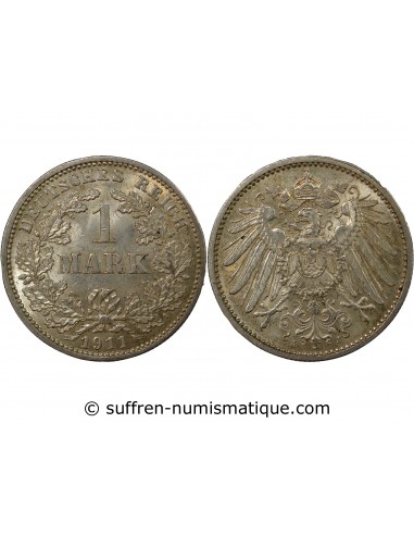 Allemagne Guillaume II de Wurtemberg 1 mark Argent 1911 J Hamburg