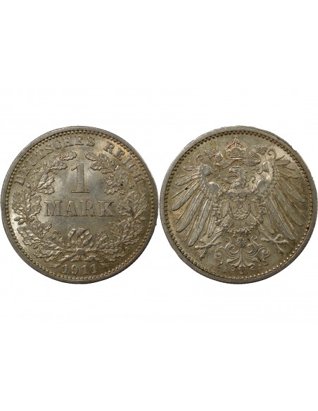 Allemagne Guillaume II de Wurtemberg 1 mark Argent 1911 J Hamburg